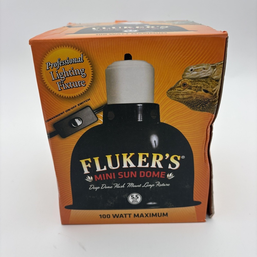 Fluker's Mini Sun Dome Deep Dome Heat Lamp Fixture Reptile 5.5 Inch 100W Max